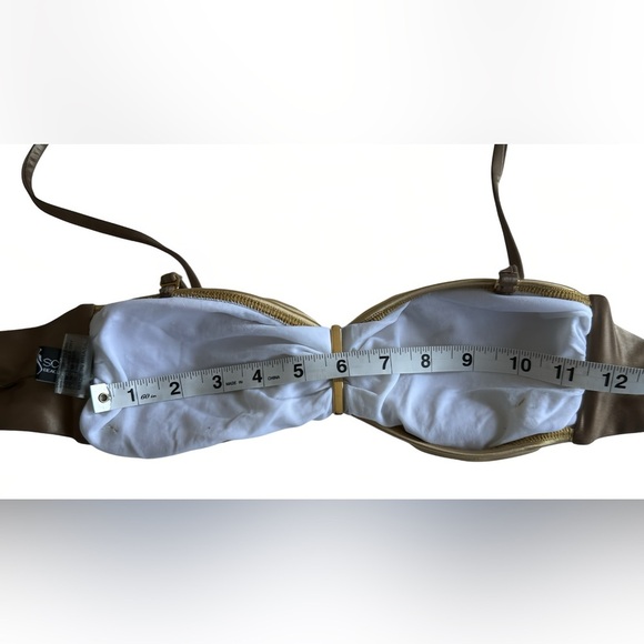 Iracema Scharf Luxury Brazilian Bikini Set S Gold Brown Bandeau Top & Bottom NWT - Picture 12 of 15